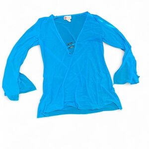 Absolutely‎ Vibrant Blue Long Sleeve V-Neck Top